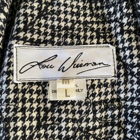 Vintage Women’s Size M/L Pure Wool Houndstooth Floral Boyfriend Blazer Jacket - Picture 10 of 12